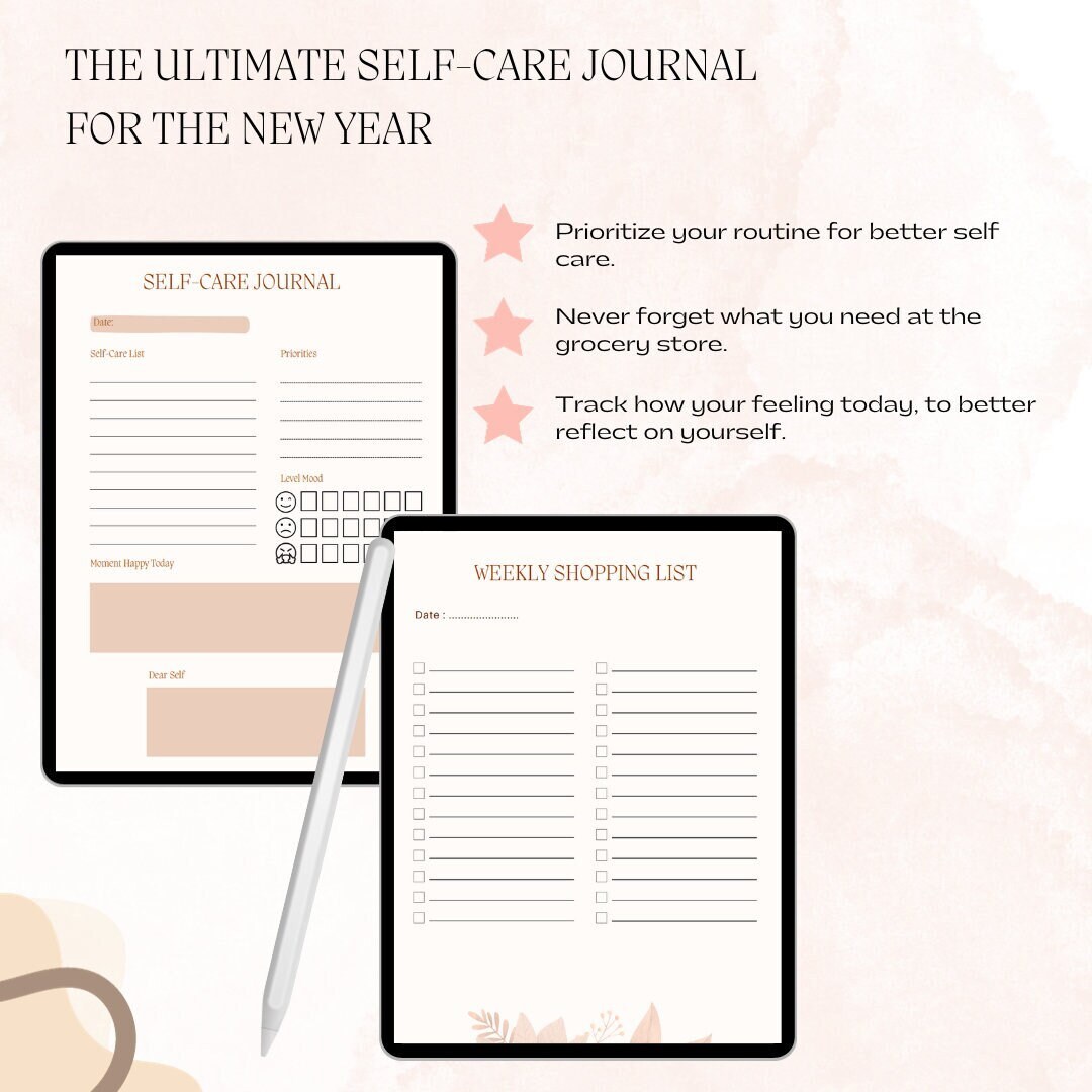 Digital Self-care Planner | Printable Self-care Journal - Etsy