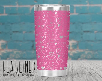 Valentine Hearts Laser Engraved Full Wrap Design for 20oz Tumbler, Seamless Design, SVG, Laser Rotary Tumbler Wrap, Digital Download ONLY