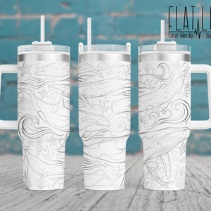 Ocean Laser Engraved Full Wrap Design for 40oz Tumbler, Seamless Design, SVG, Laser Rotary Tumbler Wrap, Digital Download ONLY