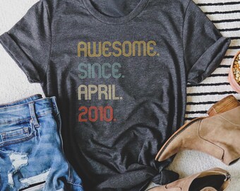 Awesome Since 2010 T Shirt, 15th Birthday Gift Shirt for Him, 15th Birthday Idea,15th Birthday Gift Tee for Girl/Boy, Custom Birthday Tshirt