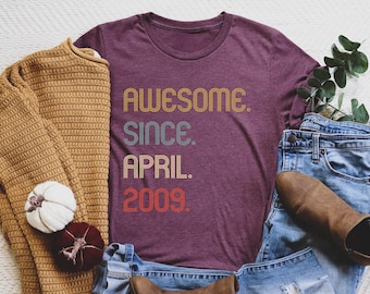 Awesome Since 2009 Shirt, 16th Birthday Gift T Shirt, 16th Birthday Idea, Personalized 16th Birthday Tee,Birthday Gift for Him,16th Bday Tee