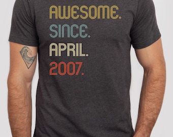 Awesome Since 2007 T Shirt, 18th Birthday Gift Tshirt, Cute 18th Birthday Tee Gift for Him,18th Birthday Idea, Personalized Birthday Tshirt