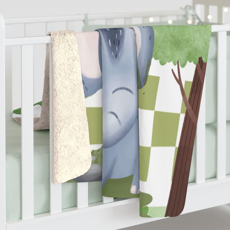 Safari Animals Baby Blanket Jungle Greenery Personalized Boy Girl Name ...