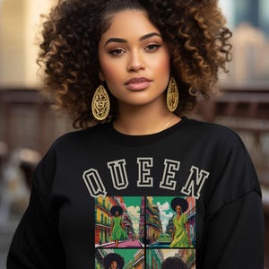 Colorful Braids Sweatshirt Black Woman Natural African American Tops Gift for Black Girl Afro Art Black Art Travel Sweatshirts Gift for Her