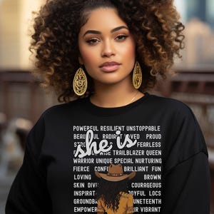 Bold Afro Woman Sweatshirt Vibrant Colors,Confident Beauty,African Art,Uplifting Words,Cultural Statement,Melanin Gift,Black Cow Girl Hoodie