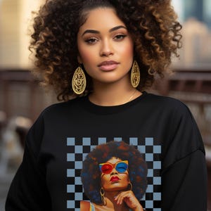 Colorful Braids Sweatshirt,Black Woman Natural,African American Tops,Gift for Black Girl,Afro Art,Black Art Travel Sweatshirts,Gift for Her