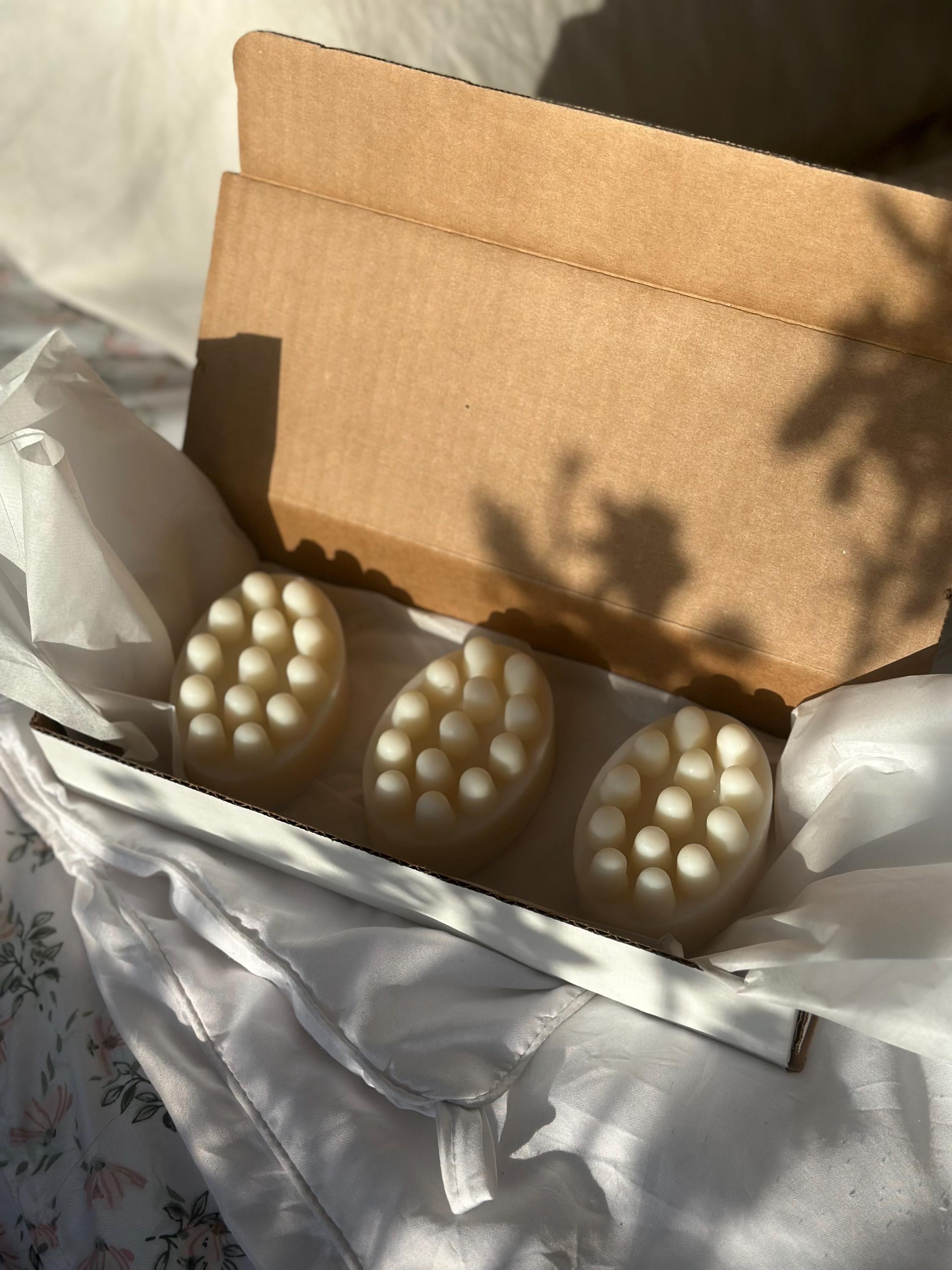 Handmade Rice Water Shampoo Bar 3-Pack: Unscented, Vanilla, Lavender