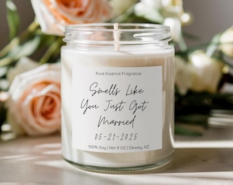 Just Married Soy Candle: Custom Wedding Date Gift