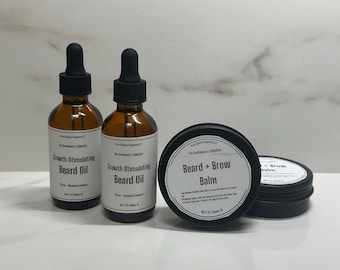 Beard & Brow Grooming Set: Natural Oil Balm - Citrus Cedarwood Scent