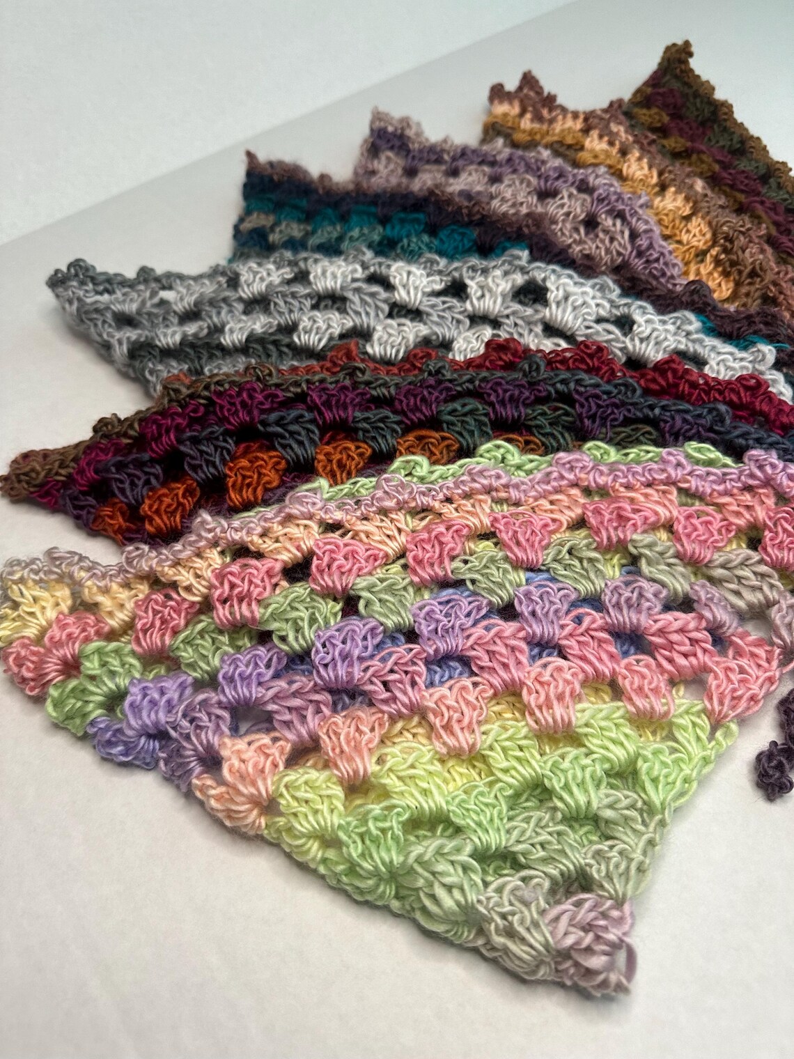 Gradient Bandanas Colorful Gradient Crocheted Bandana With Picot-edge - Etsy
