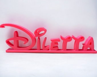 Targa scrivania 3D - Nome Disney - scritta 3D -Regalo personalizzato per bambini, insegnanti, adulti per laurea, insegnanti, compleanno