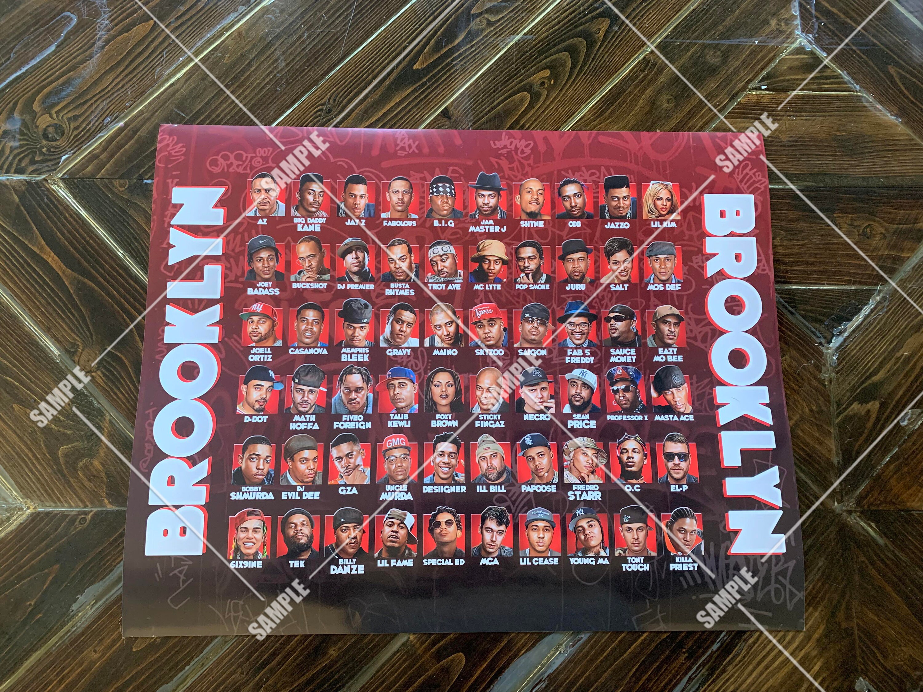 Brooklyn Rap Legends Poster: Notorious B.I.G, Jay Z, Run DMC