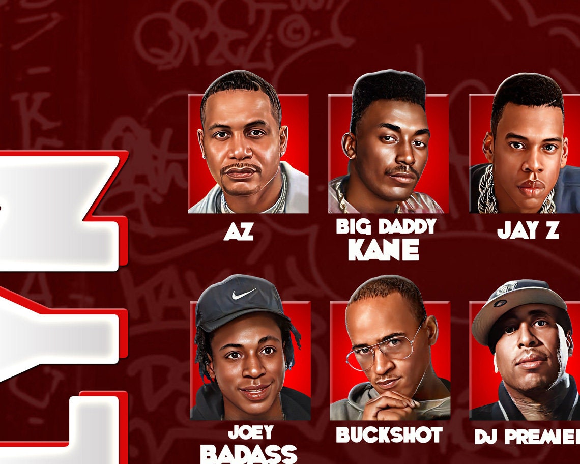 Brooklyn Rap Legends Poster: Notorious B.I.G, Jay Z, Run DMC