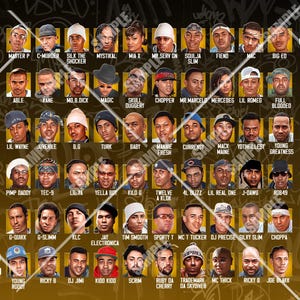 New Orleans Rap Legends Poster: No Limit Records, Cash Money Records, Currensy, (18x24 Print)