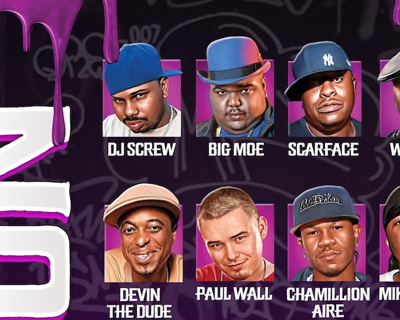 Houston Rap Legends Poster: DJ Screw, UGK, Scarface - Hip Hop Art