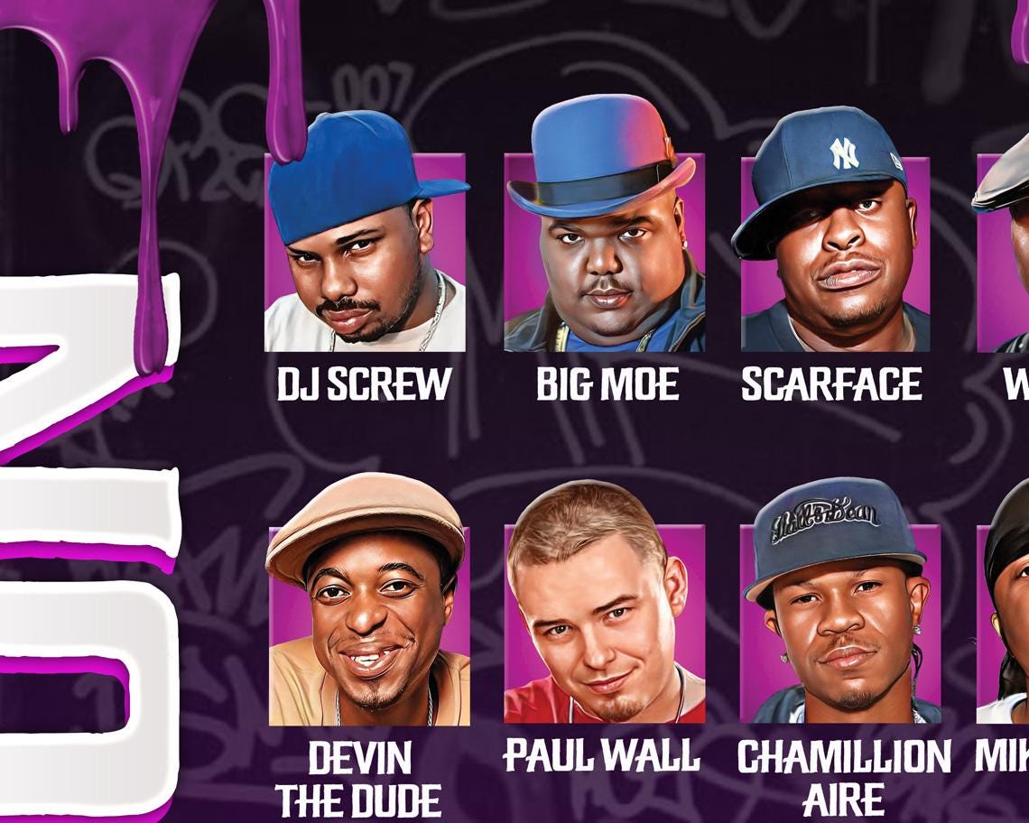 Houston Rap Legends Poster: DJ Screw, UGK, Scarface - Hip Hop Art