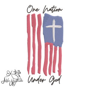 One Nation Under God Machine Embroidery, Trendy Usa Embroidery Design, 4th Of July Machine Embroidery File, 5 sizes