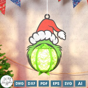 Cartoon Character Lantern Svg ,Lantern Christmas Cut File Svg, Merry Grinchmas Cartoon Lantern Svg , Lantern Shadow Box,Christmas Home Decor