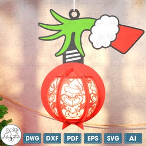 Merry Grinchmas Cartoon Lantern Svg ,Lantern Christmas Cut File Svg, Cartoon Character Lantern Svg, Lantern Shadow Box,Christmas Home Decor