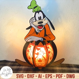 Magic Kingdom Dog Lantern Svg, Cartoon Lantern Paper Cut File, Holiday Shadow Box, Fall Season Home Decor, Halloween Gift for Kid