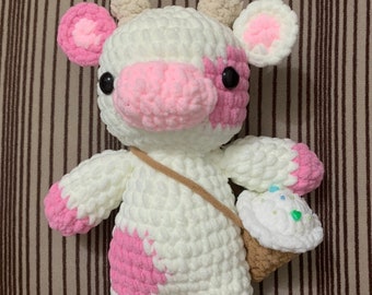 Pink Cow Plush, Pink Cow Crochet Pattern Pdf, Baby Cow Amigurumi, Cute Crochet Animal, Plush Crochet Pattern, Easy Pattern