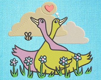 Floral gooses embroidery designs, goose embroidery pattern, floral embroidery designs files, machine embroidery designs