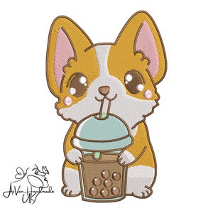 Cute Corgi Embroidery, Funny Dog Embroidery Design, Animal Machine Embroidery File, 5 sizes, Instant Download
