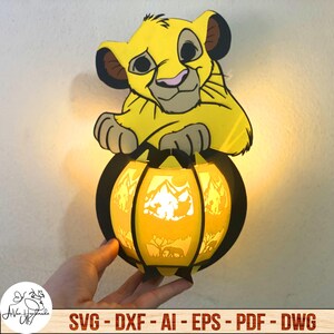 Baby Tiger Lantern Svg, Cartoon Lantern Paper Lamp Cut File, Cute Cartoon Character Shadow Box, Halloween Home Decor SVG, Holiday Decor