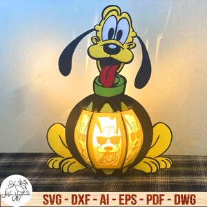Cartoon Dog Lantern Svg, Cartoon Lantern Lamp Cut File Svg, Funny Cartoon Svg, Lantern Paper Cut File, Cartoon Shadow Box, Home Decor SVG