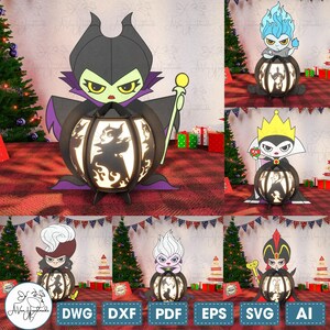 Bundle Halloween Lantern Lamp Cut File Svg, Cartoon Character Lantern Svg, Halloween Lantern Shadow Box,Cartoon Lantern Svg,Halloween Decor