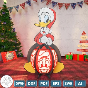 Cartoon Duck Lantern Svg,Christmas Cartoon Lantern Paper Cut File Svg,Lantern Christmas Lamp Cut File ,Lantern Shadow Box,Christmas Decor