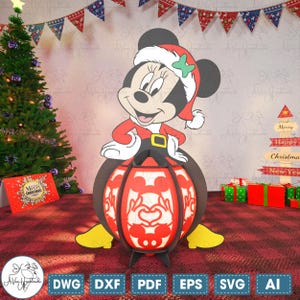 Christmas Cartoon Mouse Lantern Svg,Cartoon Lantern Paper Cut File Svg,Lantern Christmas Lamp Cut File ,Lantern Shadow Box,Christmas Decor