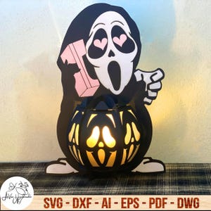 Halloween Krzyk Duch Papierowa Latarnia Svg, Straszny Boo Latarnia Plik Cięcia Svg, Horror Shadow Box, Wystrój Domu Na Święta Svg, Prezent na Halloween