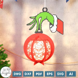 Lantern Christmas Cut File Svg, Merry Grinchmas Cartoon Lantern Svg ,Cartoon Character Lantern Svg, Lantern Shadow Box,Christmas Home Decor