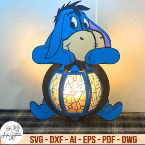 Cartoon Donkey Paper Lantern Svg, Cartoon Character Lantern Cut File Svg, Cute Cartoon Shadow Box, Holiday Home Decor Svg, Halloween Gift