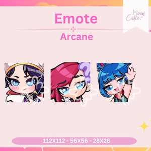 Cute Chibi Arcane l emotes for Streaming: Twitch, Discord, YouTube| Cute Emote | Discord Stickers | Stream Emotes