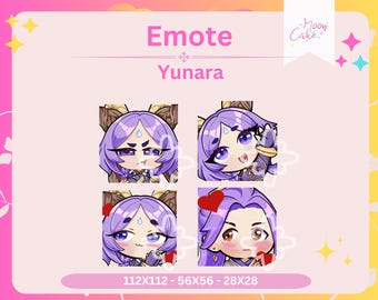 Cute Chibi Yunara emotes for Streaming: Twitch, Discord, YouTube| Cute Emote | Discord Stickers | Stream Emotes