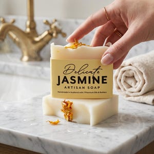 Organic Jasmine Artisan Soap: Vegan, Handmade in Scotland image 2