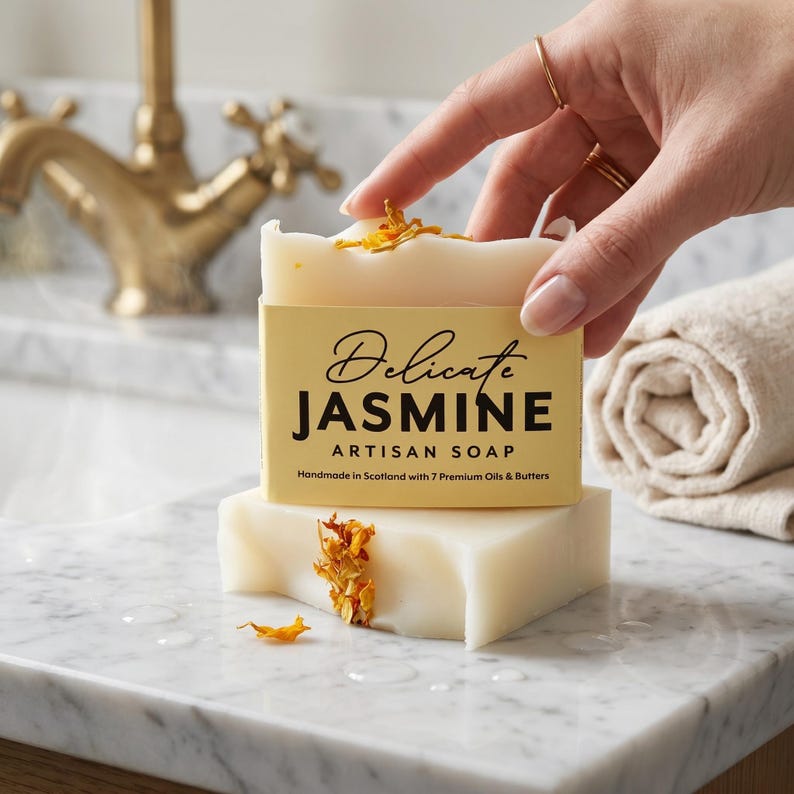 Organic Jasmine Artisan Soap: Vegan, Handmade in Scotland image 2