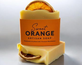 Organic Sweet Orange Artisan Soap: Vegan Cold Processed Soap, Handmade in Scotland