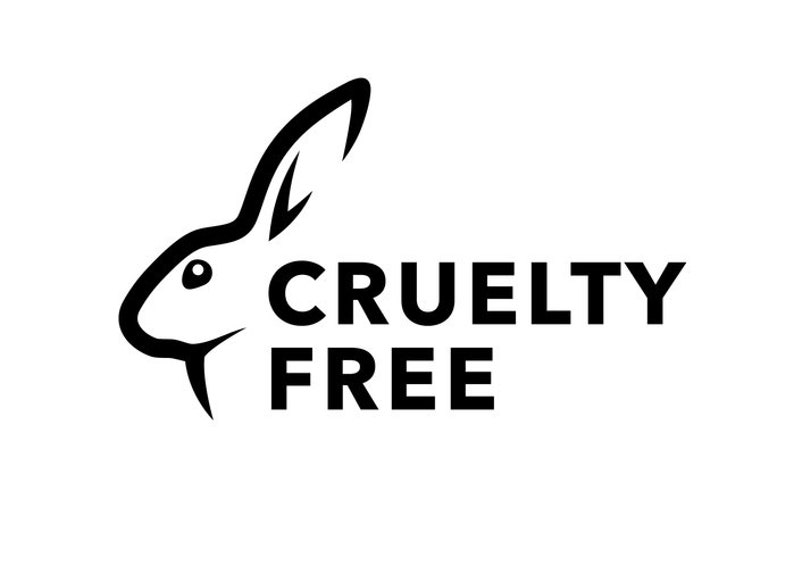 May include: A black and white graphic logo featuring the stylized silhouette of a rabbit head in profile on the left side, with the bold, capitalized text CRUELTY FREE positioned to the right of the rabbit illustration on two separate lines.