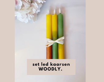 LED candle set - WOODLY