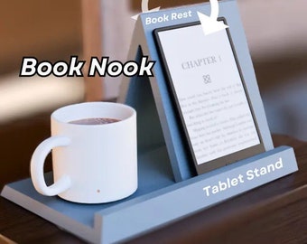 Buch/Tablethalterung für Kindle oder Ebooks mit Untersetzer, Tabletständer, Kindle Zubehör