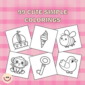 99 cute children&#39;s coloring pages, digital download, printable coloring pages, coloring book