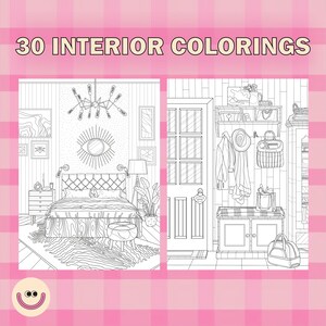 20 interior design coloring pages, digital download, printable coloring pages, coloring book for adults and children, KDP Interior