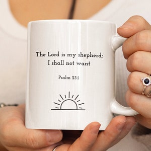 Psalm 23:1 inspirerende mok - De Heer is mijn herder - christelijk geloof koffiemok - religieus cadeau - mok bijbelvers - aanmoedigingscadeau