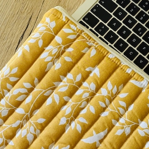 Borsa per laptop fatta a mano – Borsa foderata per MacBook/iPad, giallo senape, trousse da toilette, custodia per laptop Spring Bag, perfetta per le donne