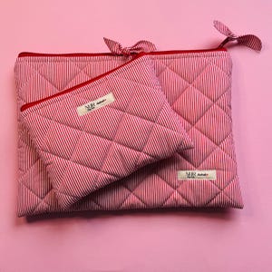 Handgemachte Laptop-Hülle, iPad-Hülle, Perfekt für MacBook/iPad, Rote Gestreifte Laptop-Tasche, Weihnachtsgeschenk, Perfekt für Frauen