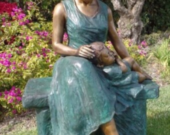 Bronze mother and daughter sculpture