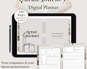 Quran Journey Planner | Quran Journal | Digital Muslim Planner | Memorizing Quran | Quran Tracker | Salah Tracker | Islam | PDF